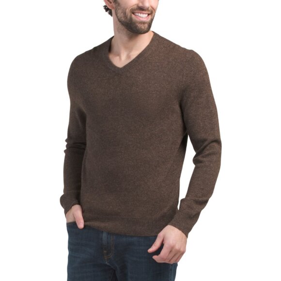 ISAAC MIZRAHI NEW YORK Acorn Cashmere V-neck Pull Over Sweater - Picture 1 of 2